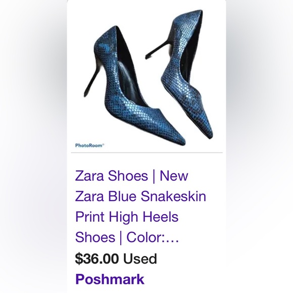 Zara NWT Sexy Blue Snakeskin Print Stiletto Heels Shoes **Size 38/US 7.5**🔥🔥 - Picture 6 of 10